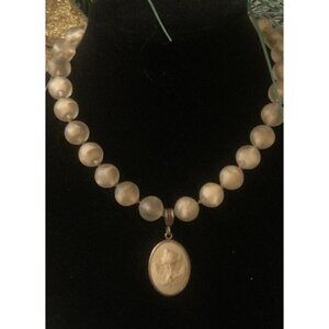 Vintage EXTASIA Intaglio Butterscotch Glass Cameo Necklace GRT Estate Sale Find